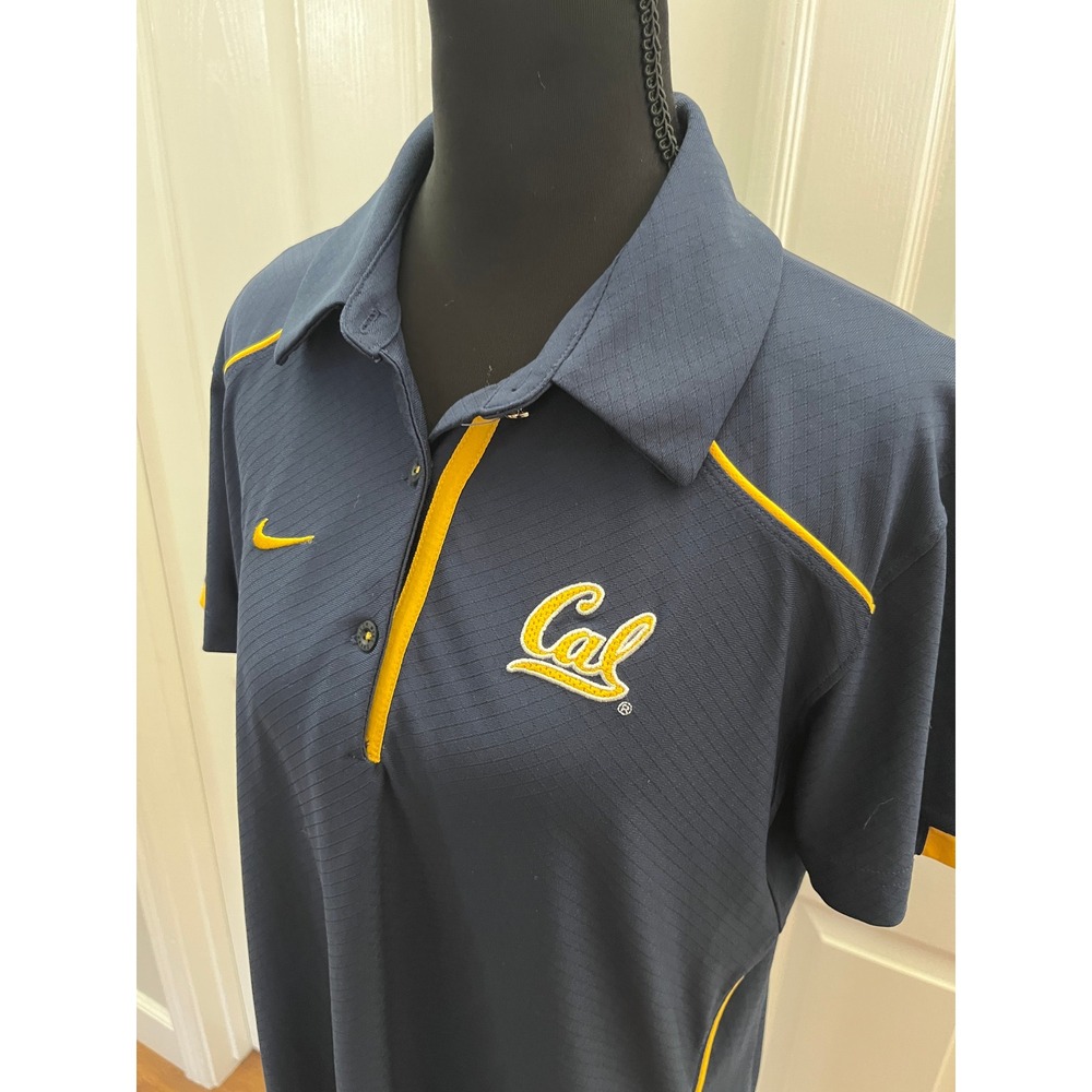 Nike Polo Shirt Womens L Navy Blue Excellent Cal Berkeley Golden Bears Dri-Fit